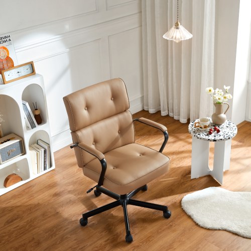 Caramel leather 2024 office chair